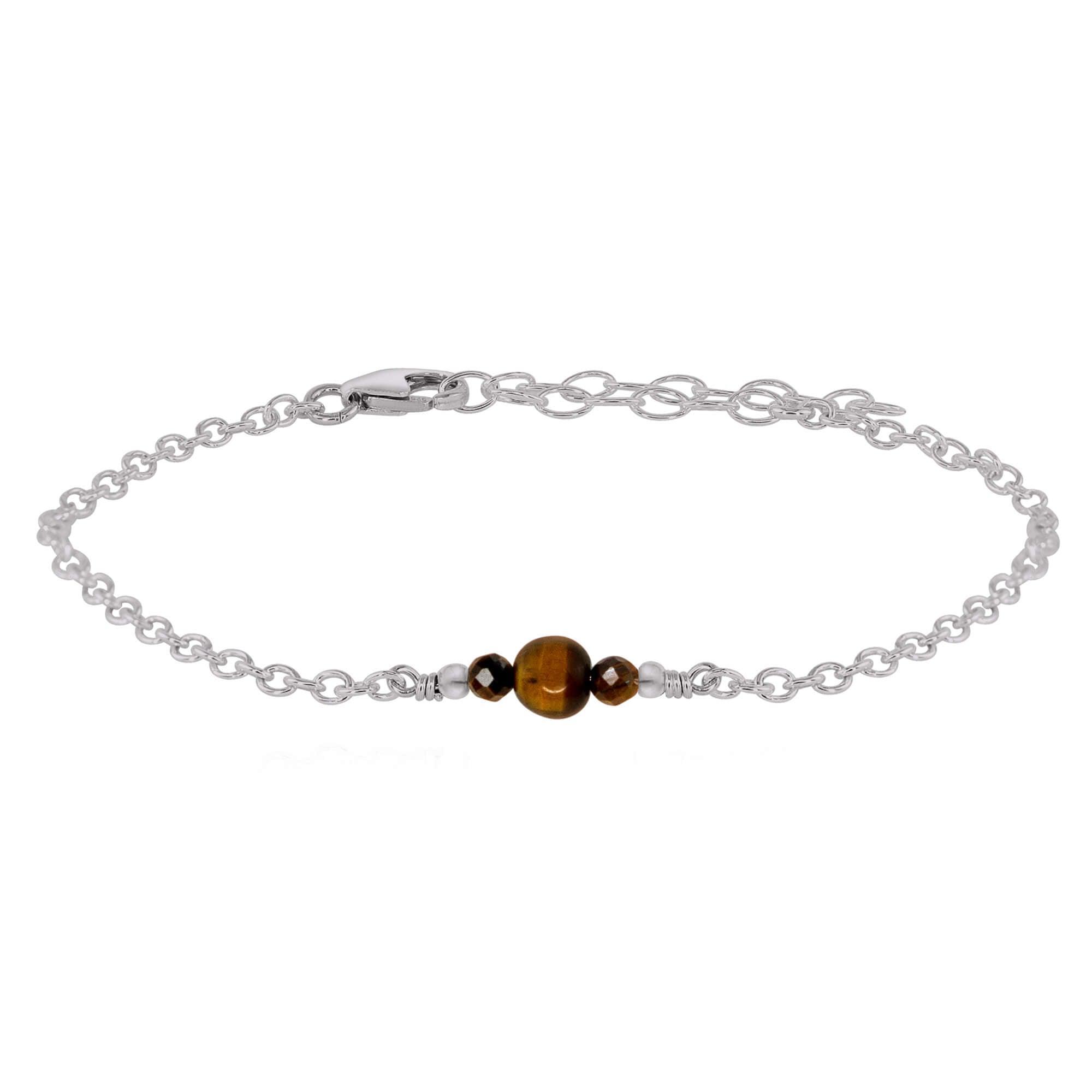 Dainty Tiger's Eye Gemstone Bracelet - Dainty Tiger's Eye Gemstone Bracelet - Stainless Steel - Luna Tide Handmade Crystal Jewellery
