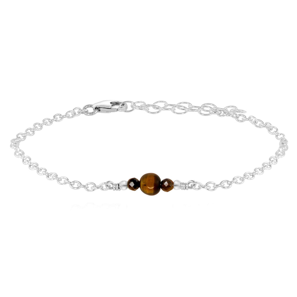 Dainty Tiger's Eye Gemstone Bracelet - Dainty Tiger's Eye Gemstone Bracelet - Sterling Silver - Luna Tide Handmade Crystal Jewellery