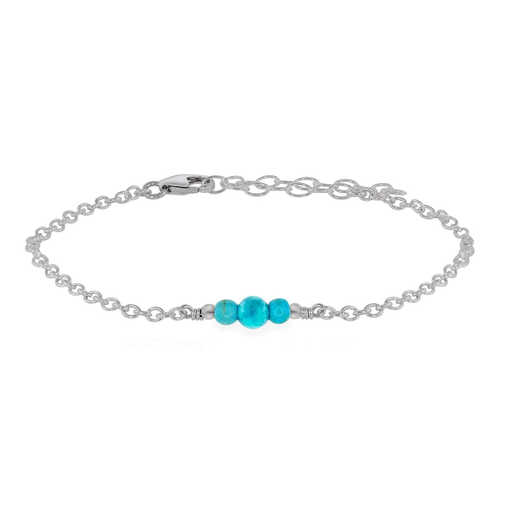 Dainty Turquoise Gemstone Bracelet - Dainty Turquoise Gemstone Bracelet - Stainless Steel - Luna Tide Handmade Crystal Jewellery