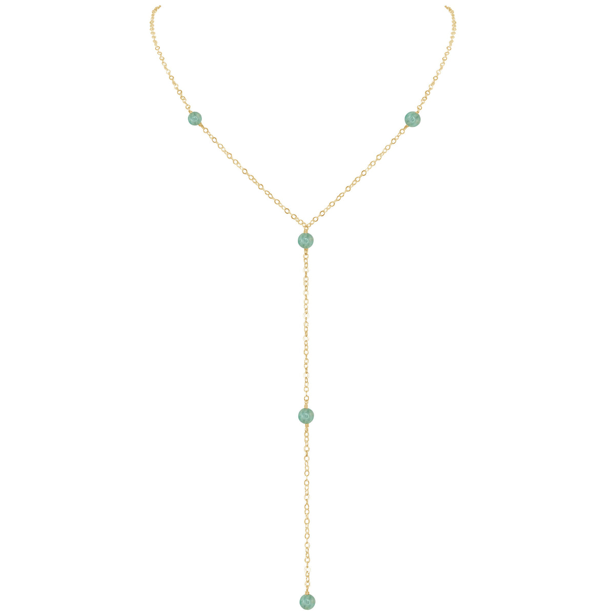 Dainty Y Necklace - Amazonite - 14K Gold Fill - Luna Tide Handmade Jewellery