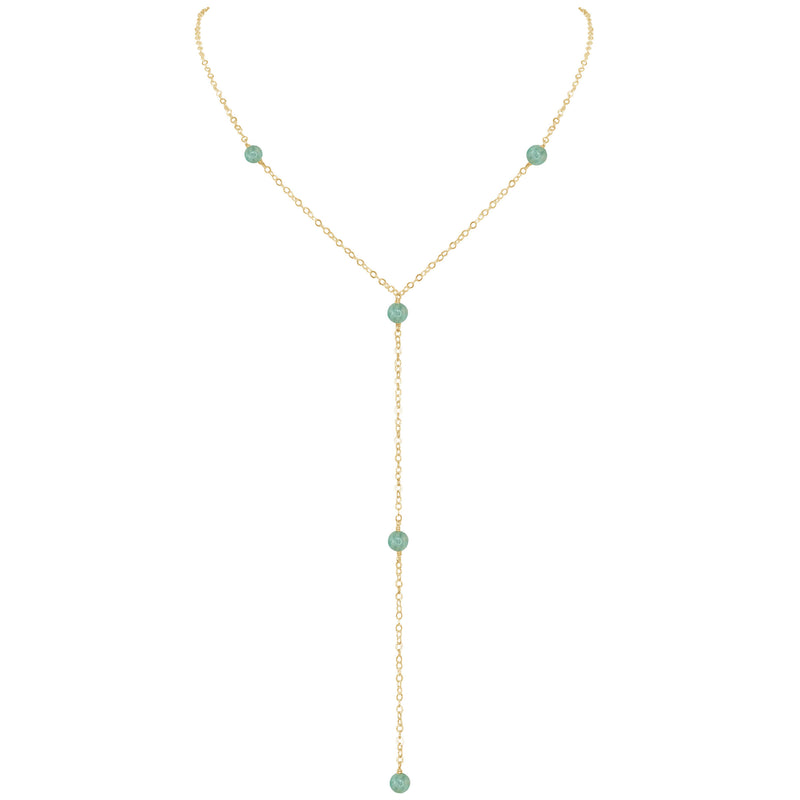 Dainty Y Necklace - Amazonite - 14K Gold Fill - Luna Tide Handmade Jewellery