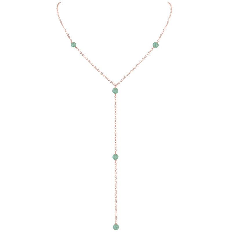 Dainty Y Necklace - Amazonite - 14K Rose Gold Fill - Luna Tide Handmade Jewellery
