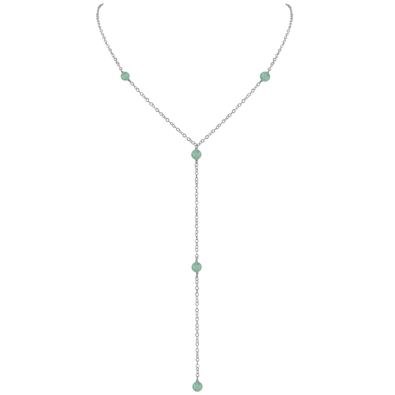Dainty Y Necklace - Amazonite - Stainless Steel - Luna Tide Handmade Jewellery