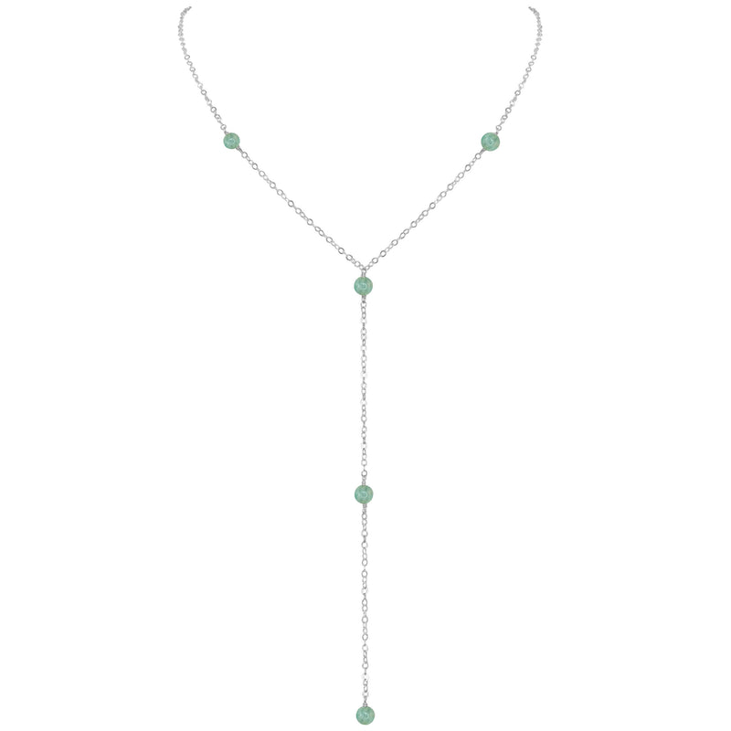 Dainty Y Necklace - Amazonite - Sterling Silver - Luna Tide Handmade Jewellery