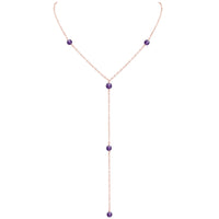 Dainty Y Necklace - Amethyst - 14K Rose Gold Fill - Luna Tide Handmade Jewellery