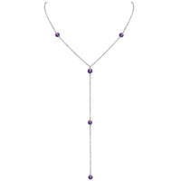 Dainty Y Necklace - Amethyst - Stainless Steel - Luna Tide Handmade Jewellery