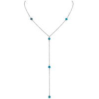 Dainty Y Necklace - Apatite - Stainless Steel - Luna Tide Handmade Jewellery