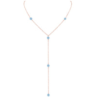 Dainty Y Necklace - Aquamarine - 14K Rose Gold Fill - Luna Tide Handmade Jewellery