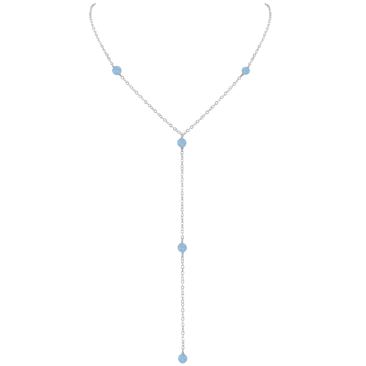 Dainty Y Necklace - Aquamarine - Sterling Silver - Luna Tide Handmade Jewellery