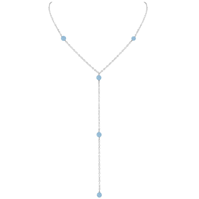 Dainty Y Necklace - Aquamarine - Sterling Silver - Luna Tide Handmade Jewellery