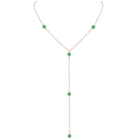 Dainty Y Necklace - Aventurine - 14K Rose Gold Fill - Luna Tide Handmade Jewellery