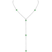 Dainty Y Necklace - Aventurine - Stainless Steel - Luna Tide Handmade Jewellery