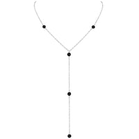 Dainty Y Necklace - Black Onyx - Sterling Silver - Luna Tide Handmade Jewellery