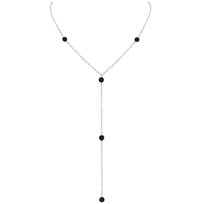 Dainty Y Necklace - Black Onyx - Sterling Silver - Luna Tide Handmade Jewellery