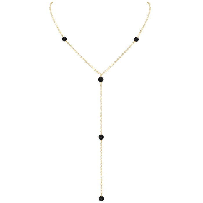 Dainty Y Necklace - Black Tourmaline - 14K Gold Fill - Luna Tide Handmade Jewellery