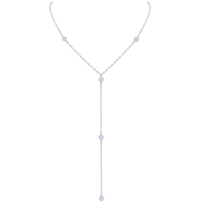 Dainty Y Necklace - Blue Lace Agate - Sterling Silver - Luna Tide Handmade Jewellery