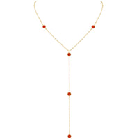 Dainty Y Necklace - Carnelian - 14K Gold Fill - Luna Tide Handmade Jewellery