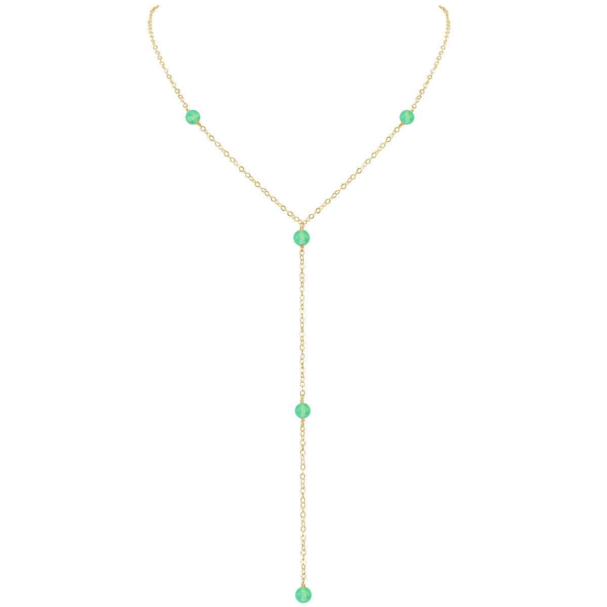 Dainty Y Necklace - Chrysoprase - 14K Gold Fill - Luna Tide Handmade Jewellery