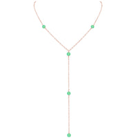 Dainty Y Necklace - Chrysoprase - 14K Rose Gold Fill - Luna Tide Handmade Jewellery