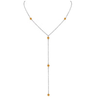 Dainty Y Necklace - Citrine - Stainless Steel - Luna Tide Handmade Jewellery
