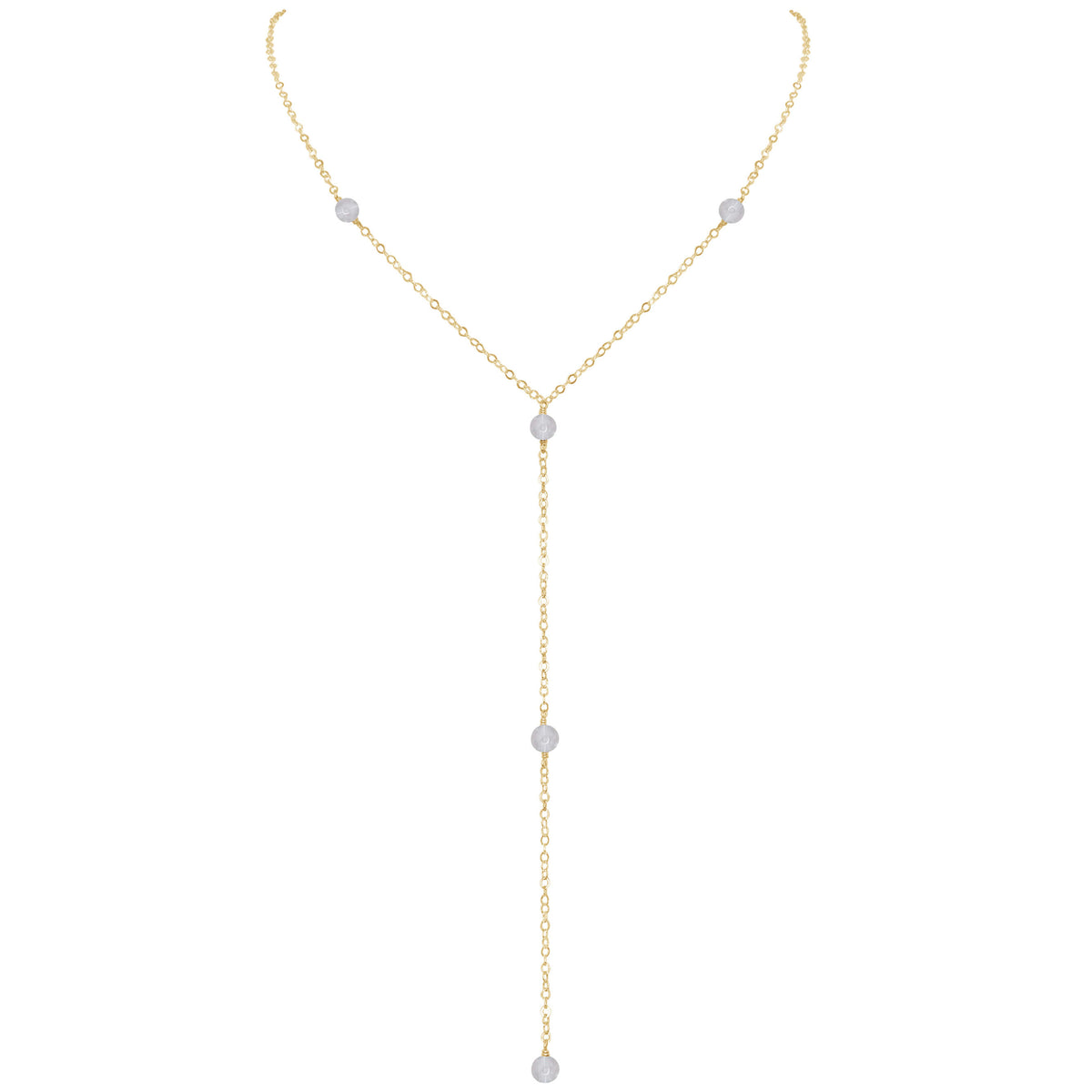 Dainty Y Necklace - Crystal Quartz - 14K Gold Fill - Luna Tide Handmade Jewellery