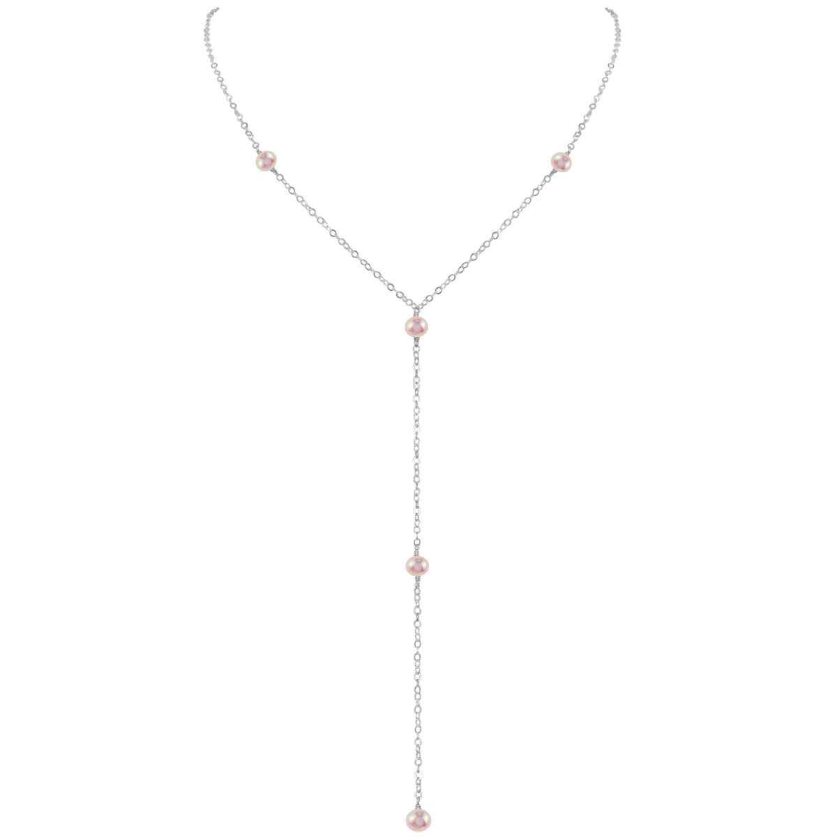 Dainty Y Necklace - Freshwater Pearl - Sterling Silver - Luna Tide Handmade Jewellery