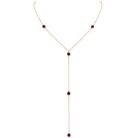 Dainty Y Necklace - Garnet - 14K Rose Gold Fill - Luna Tide Handmade Jewellery