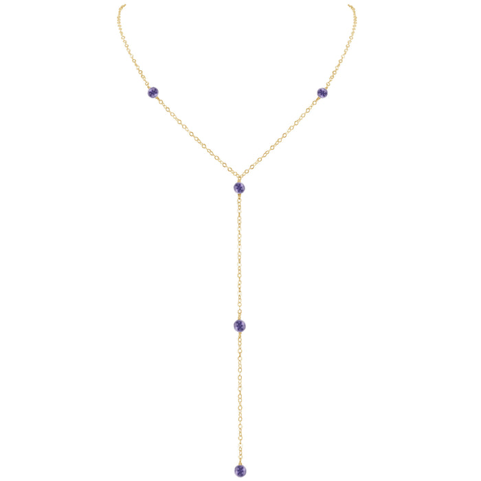 Dainty Y Necklace - Iolite - 14K Gold Fill - Luna Tide Handmade Jewellery