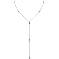 Dainty Y Necklace - Labradorite - Stainless Steel - Luna Tide Handmade Jewellery