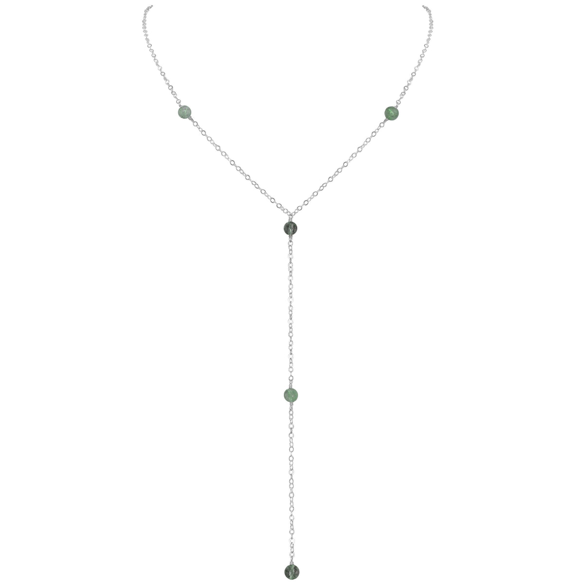 Dainty Y Necklace - Labradorite - Sterling Silver - Luna Tide Handmade Jewellery