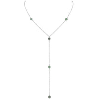 Dainty Y Necklace - Labradorite - Sterling Silver - Luna Tide Handmade Jewellery