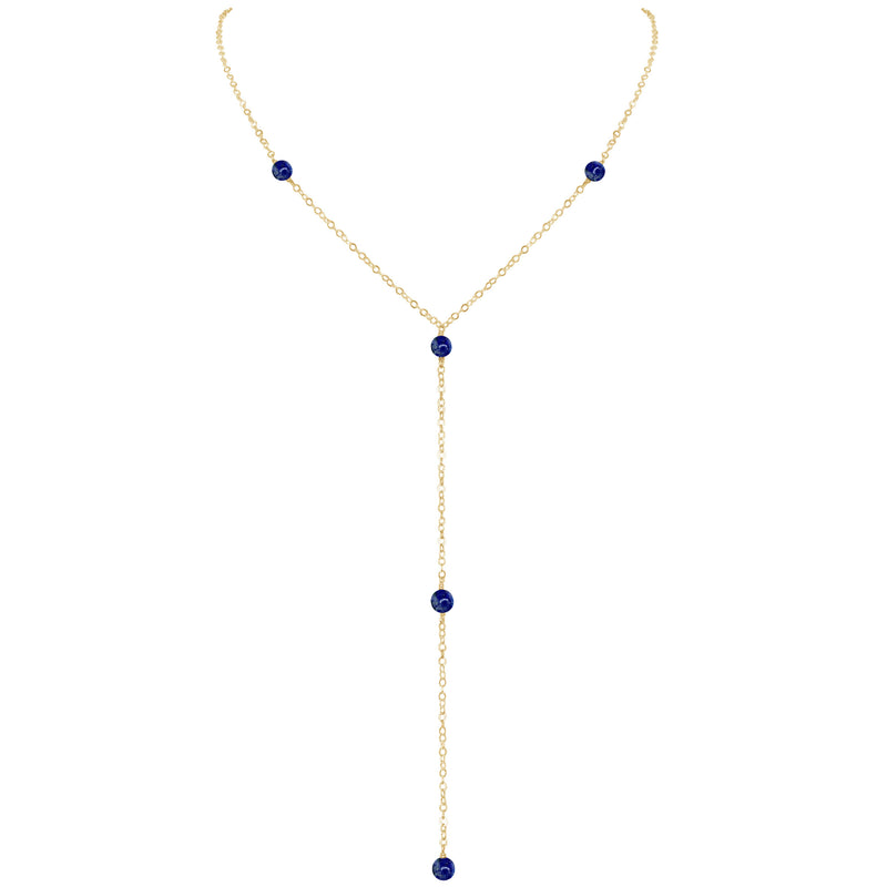 Dainty Y Necklace - Lapis Lazuli - 14K Gold Fill - Luna Tide Handmade Jewellery