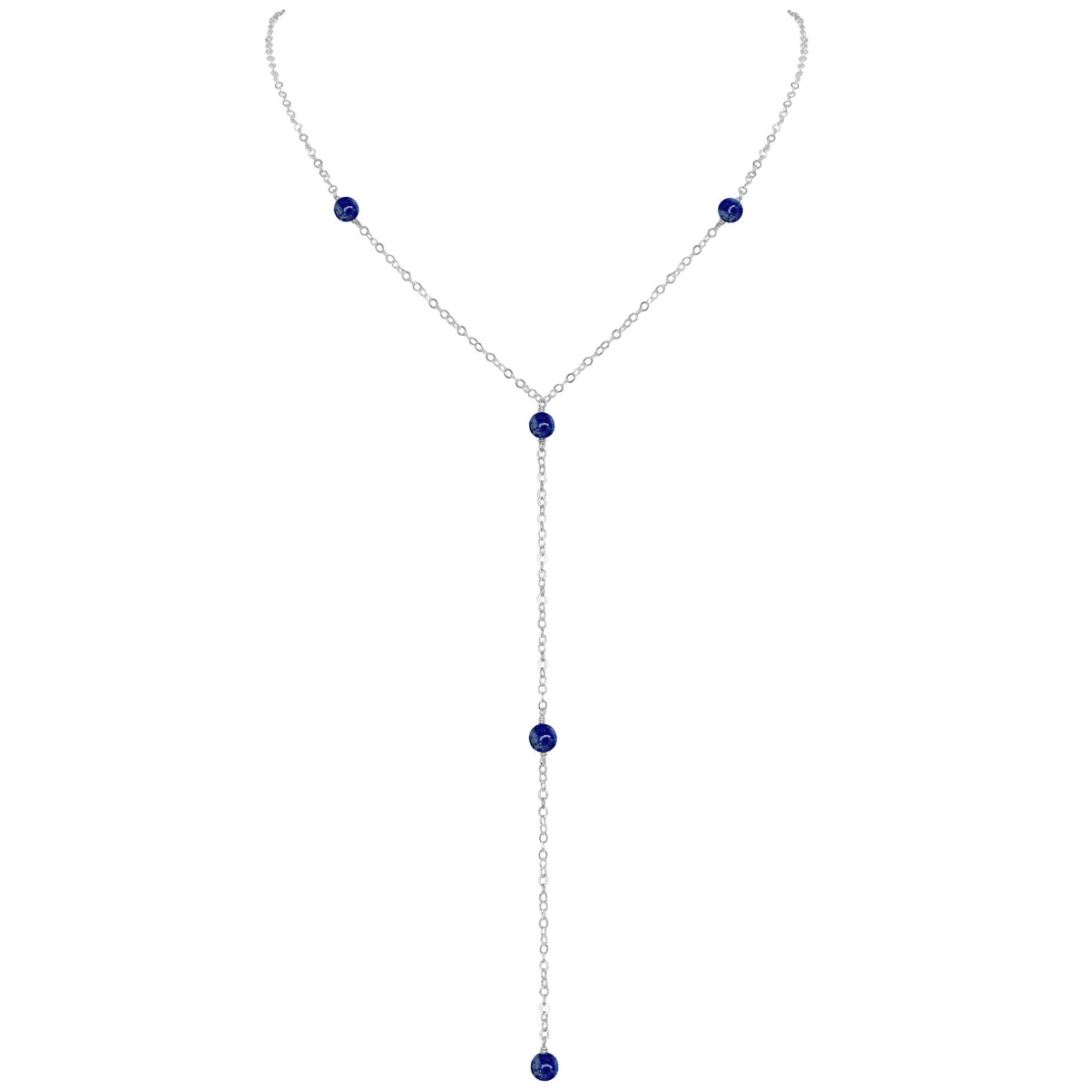 Dainty Y Necklace - Lapis Lazuli - Sterling Silver - Luna Tide Handmade Jewellery