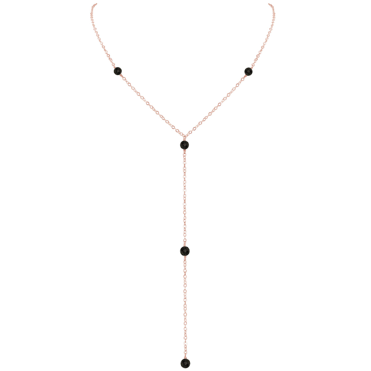Dainty Y Necklace - Lava - 14K Rose Gold Fill - Luna Tide Handmade Jewellery