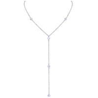 Dainty Y Necklace - Lavender Amethyst - Stainless Steel - Luna Tide Handmade Jewellery