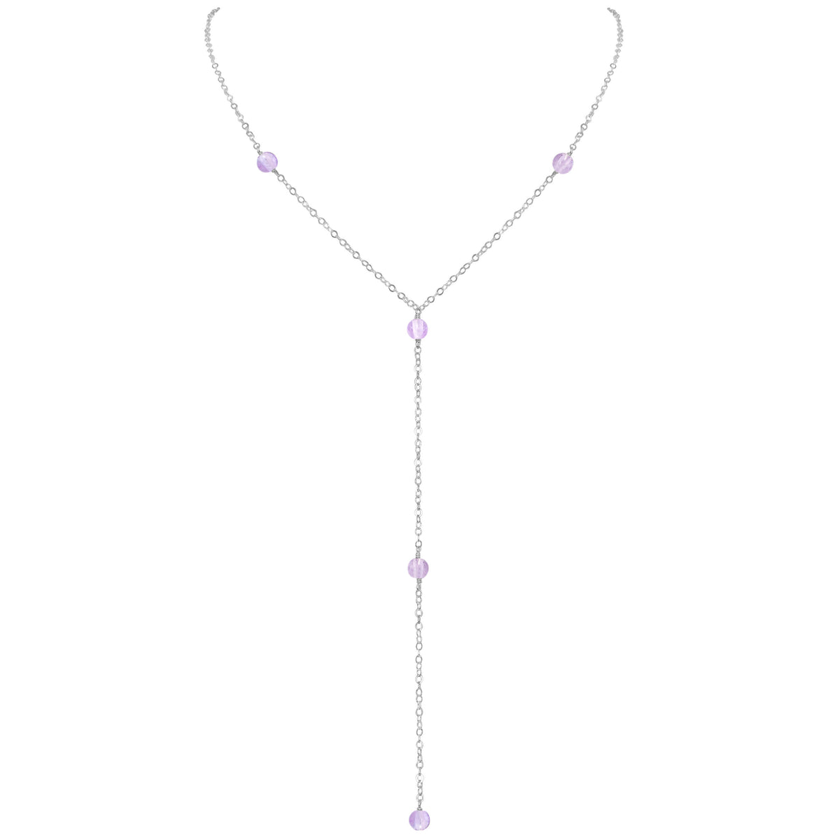 Dainty Y Necklace - Lavender Amethyst - Sterling Silver - Luna Tide Handmade Jewellery