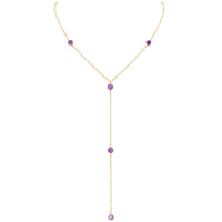 Dainty Y Necklace - Lepidolite - 14K Gold Fill - Luna Tide Handmade Jewellery