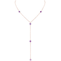 Dainty Y Necklace - Lepidolite - 14K Rose Gold Fill - Luna Tide Handmade Jewellery