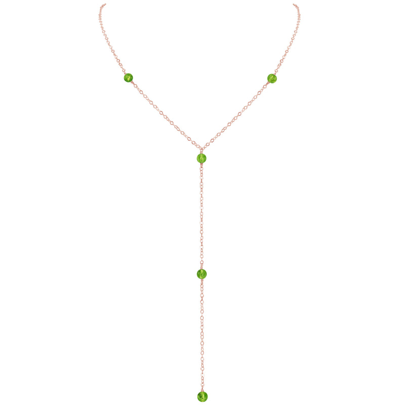 Dainty Y Necklace - Peridot - 14K Rose Gold Fill - Luna Tide Handmade Jewellery