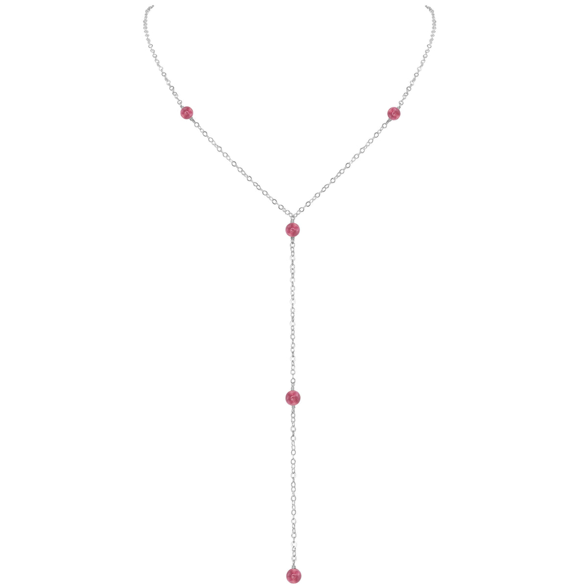 Dainty Y Necklace - Pink Tourmaline - Sterling Silver - Luna Tide Handmade Jewellery