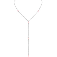 Dainty Y Necklace - Rose Quartz - Stainless Steel - Luna Tide Handmade Jewellery