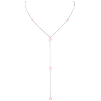 Dainty Y Necklace - Rose Quartz - Sterling Silver - Luna Tide Handmade Jewellery