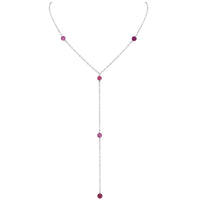 Dainty Y Necklace - Ruby - Sterling Silver - Luna Tide Handmade Jewellery