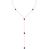 Dainty Y Necklace - Sapphire - 14K Rose Gold Fill - Luna Tide Handmade Jewellery