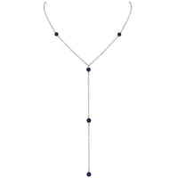 Dainty Y Necklace - Sapphire - Stainless Steel - Luna Tide Handmade Jewellery