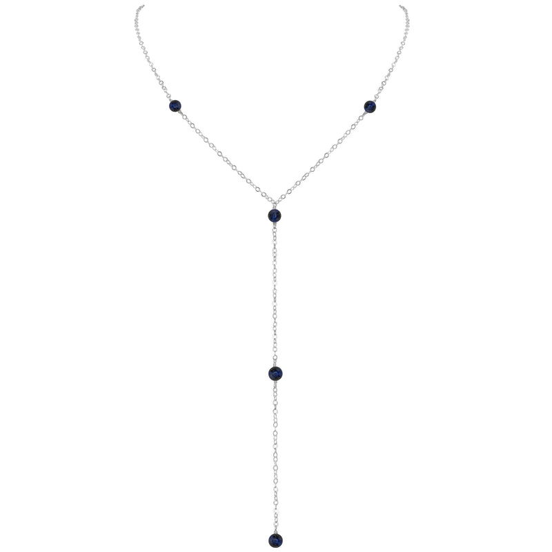 Dainty Y Necklace - Sapphire - Sterling Silver - Luna Tide Handmade Jewellery