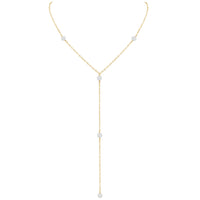 Dainty Y Necklace - Selenite - 14K Gold Fill - Luna Tide Handmade Jewellery