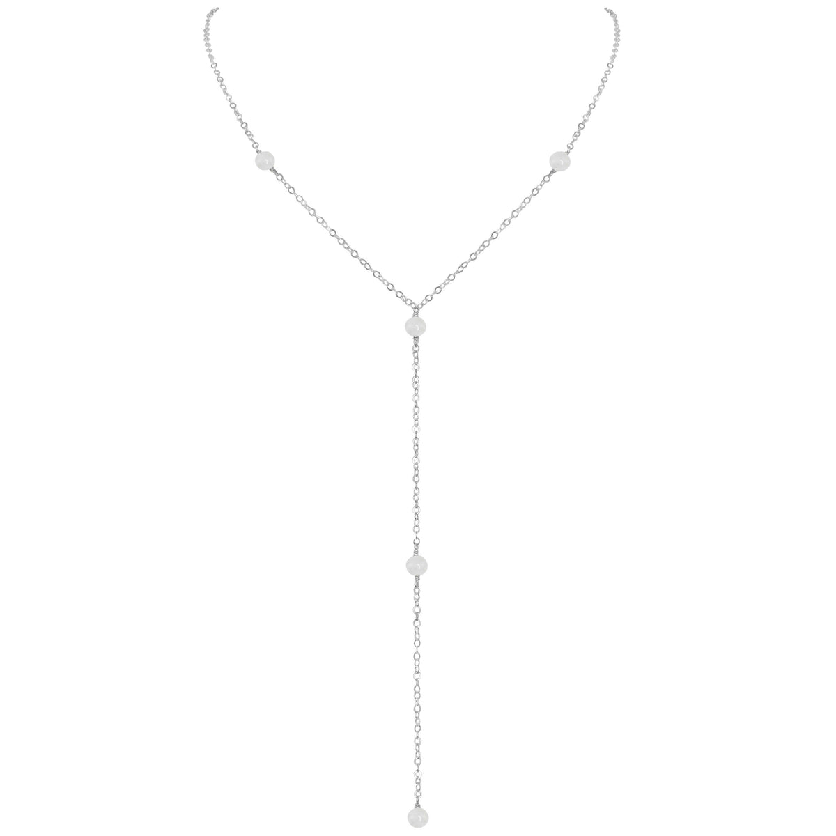 Dainty Y Necklace - Selenite - Sterling Silver - Luna Tide Handmade Jewellery