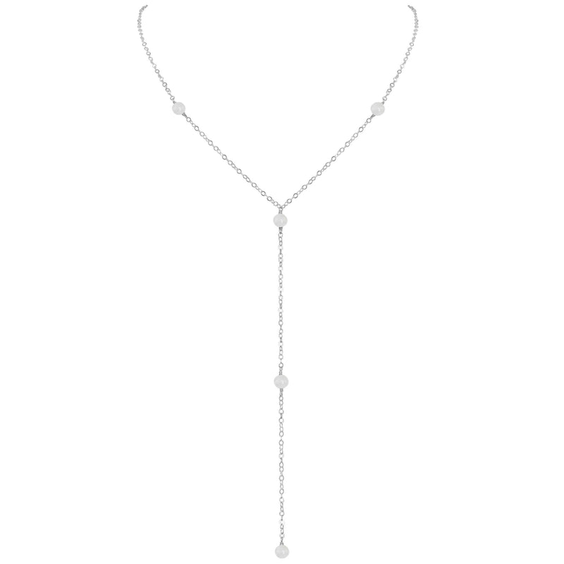 Dainty Y Necklace - Selenite - Sterling Silver - Luna Tide Handmade Jewellery