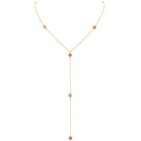 Dainty Y Necklace - Sunstone - 14K Gold Fill - Luna Tide Handmade Jewellery